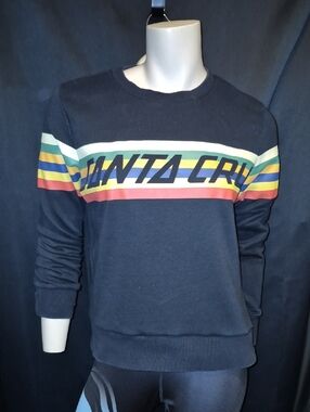 Santa Cruz Skateboards Men's BLACK Retro Stripe Sweatshirt Size Medium